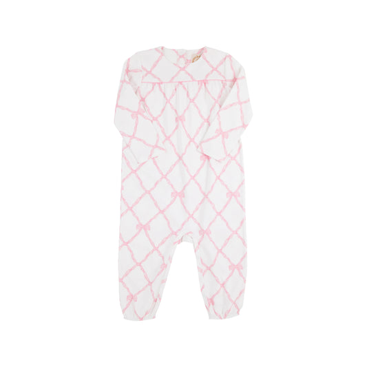 Penny's l/s playsuit - belle meade bow/pppink