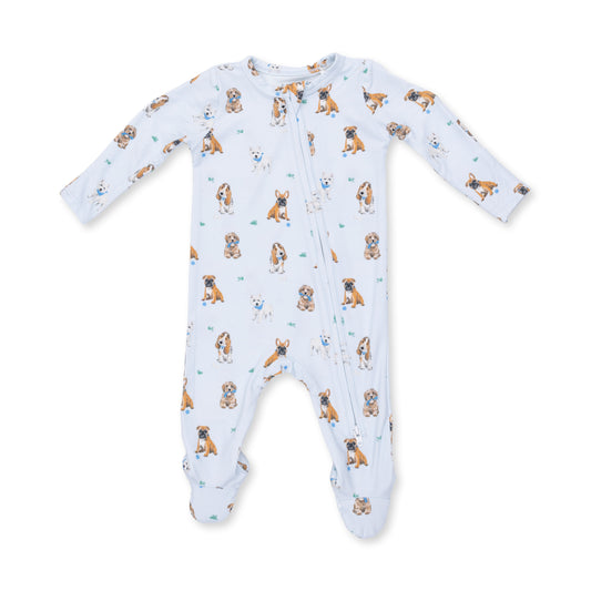Bestie dogs 2way zipper footie - blue