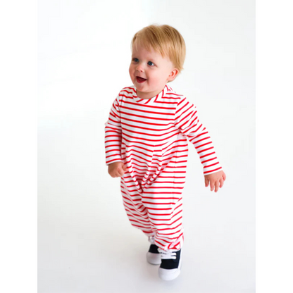 L/s bradford romper - richmond red stripe