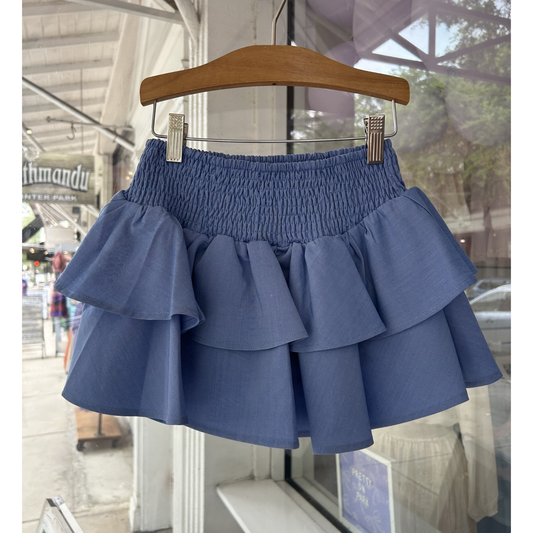 Blue chambray skort