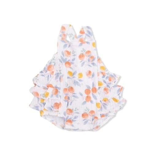 Citrus floral ruffle sunsuit