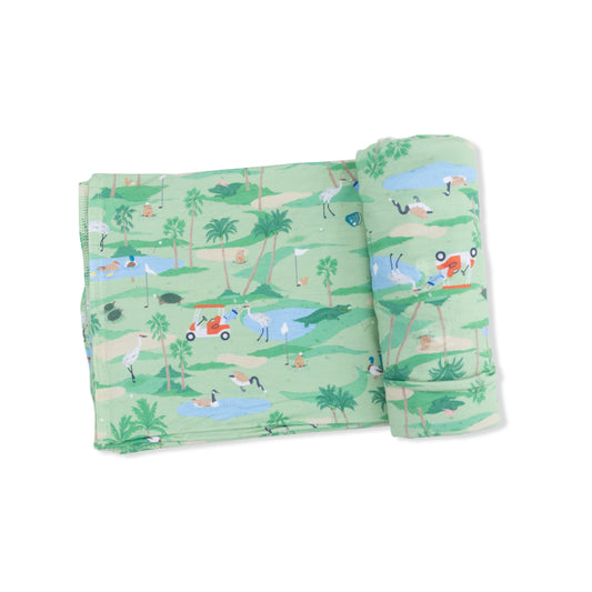 Golf oasis animals swaddle blanket