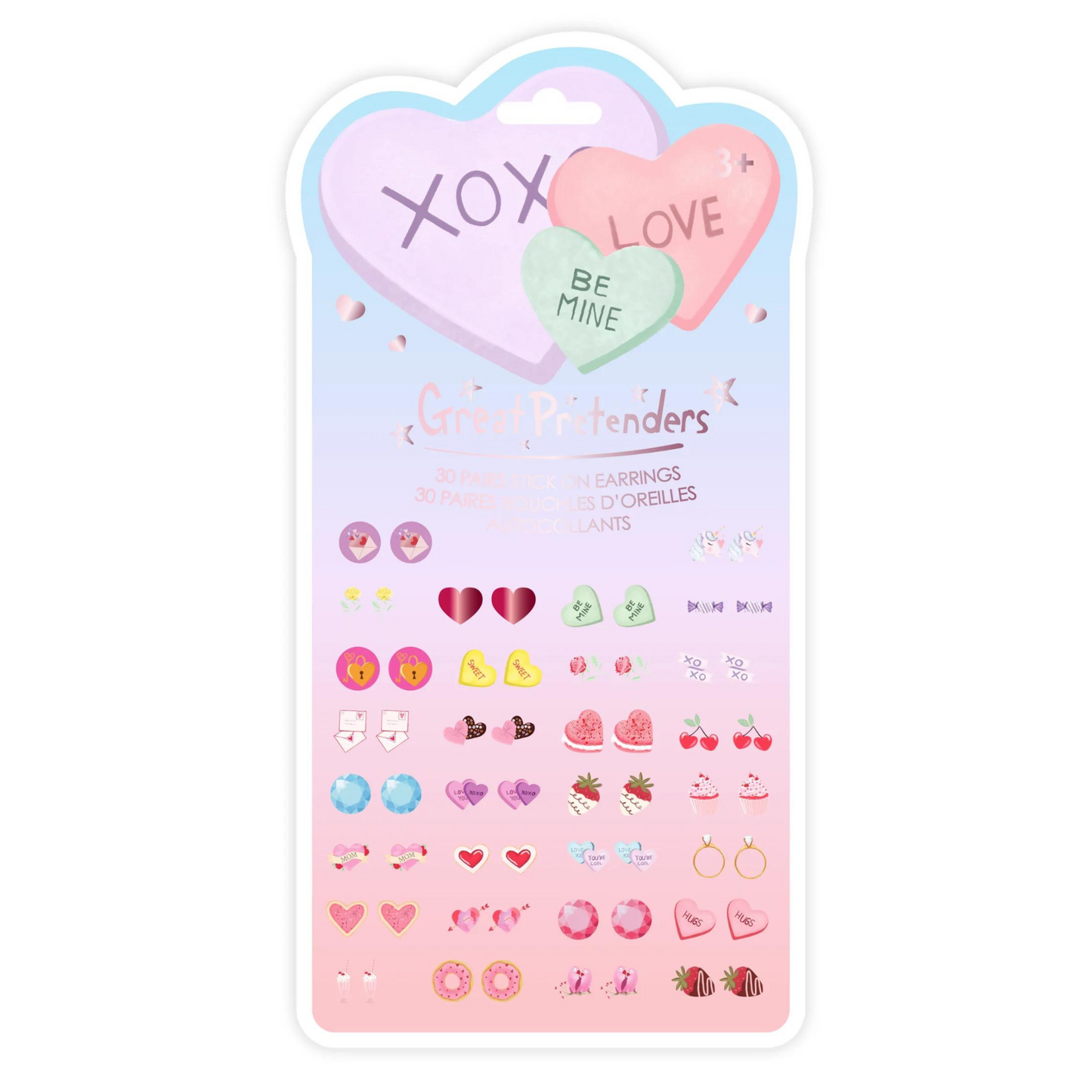 Candy heart valentine sticker earrings