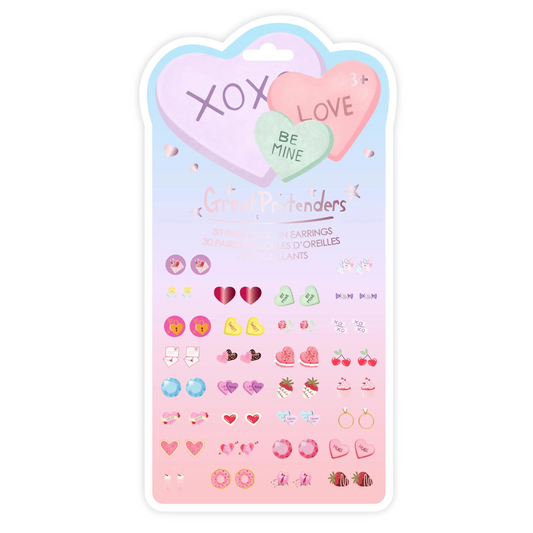 Candy heart valentine sticker earrings