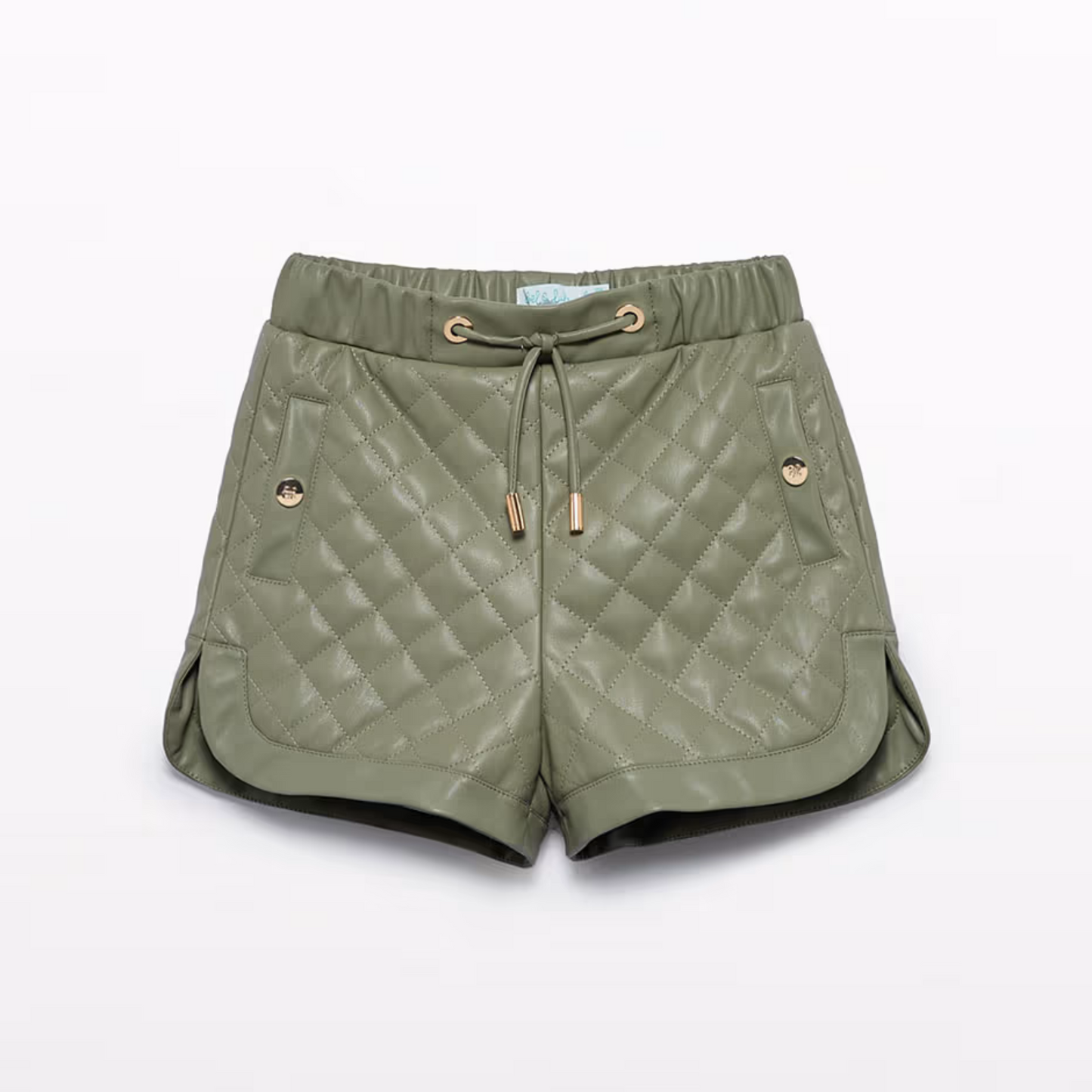 Cushioned faux leather shorts - bayleaf