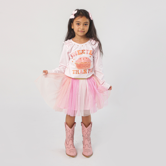 Sweeter than pie ruffle tee - blush pink
