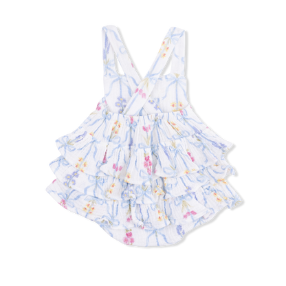 Ribbon bouquets ruffle sunsuit