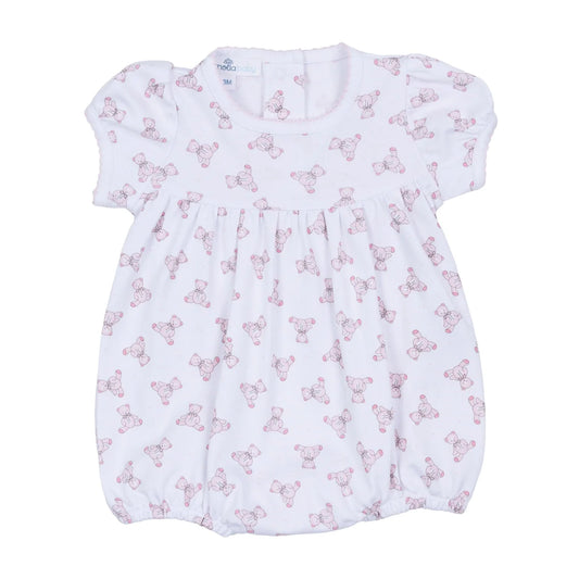 Baby's teddy s/s bubble - pink