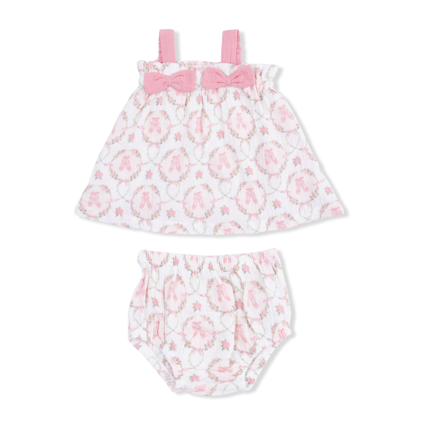 Cameo ballet shoes top w. bows & ruffle leg bloomers