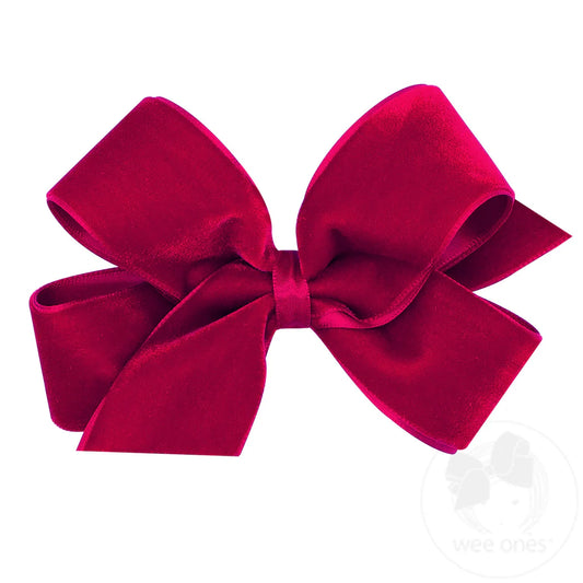 Medium classic velvet bow - cardinal