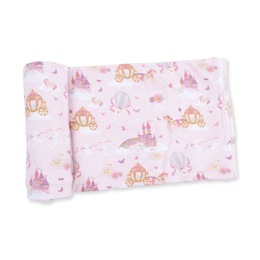 Princess unicorns and castle swaddle blanket