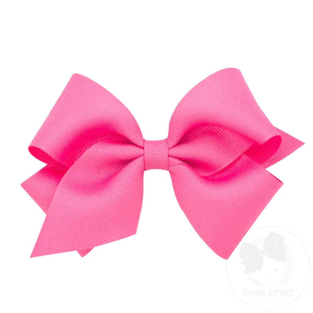 Small classic hair bow - hot pink