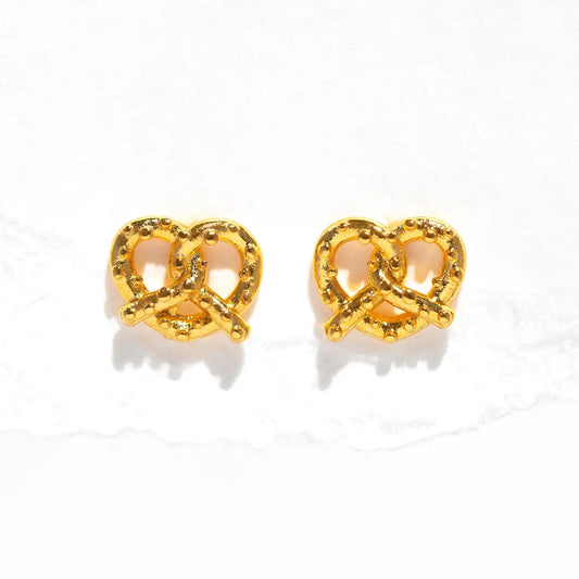 Knot your average pretzel studs - gold