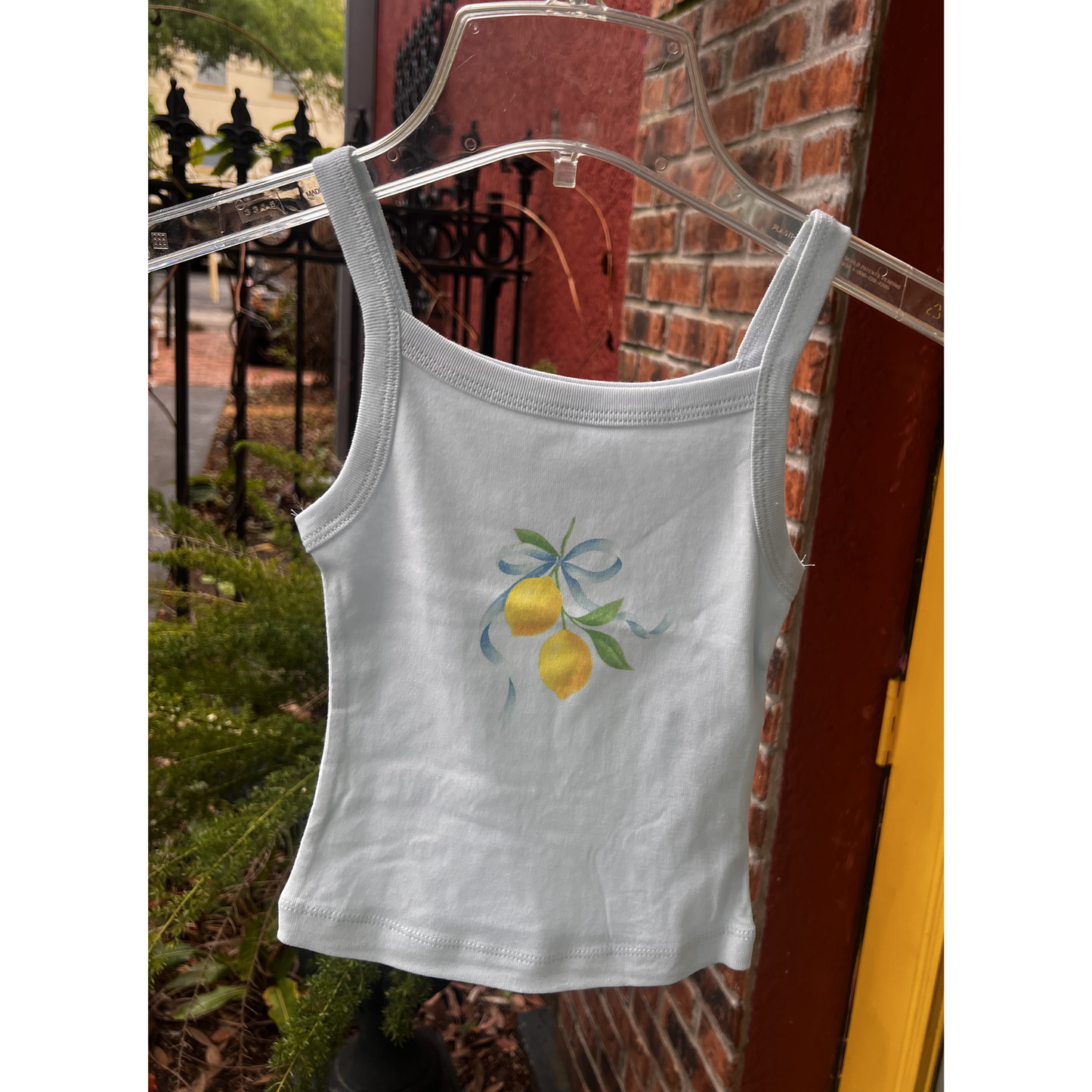 Lemon bow tank - baby blue
