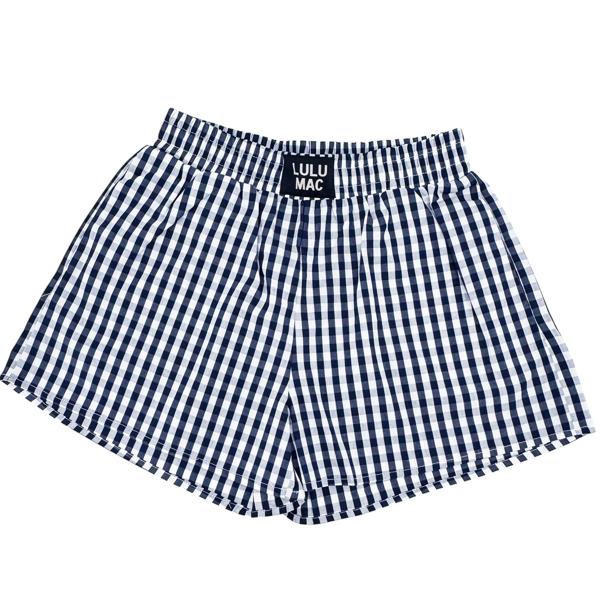 Navy gingham boxer shorts