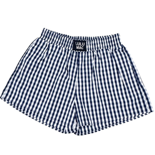Navy gingham boxer shorts