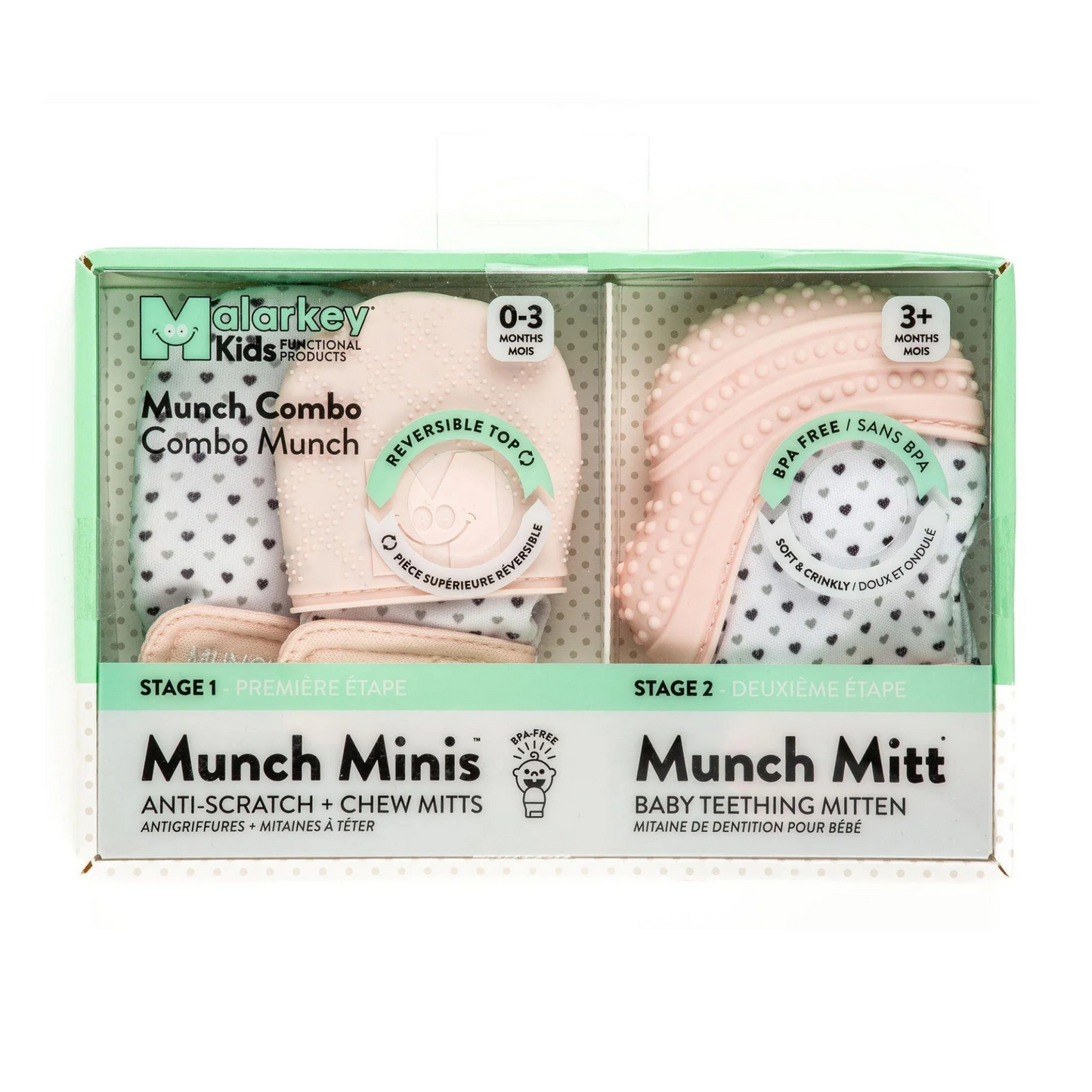 Mini & mitt combo - pink hearts