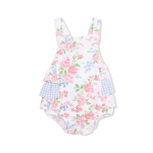 Cute little roses ruffle sunsuit