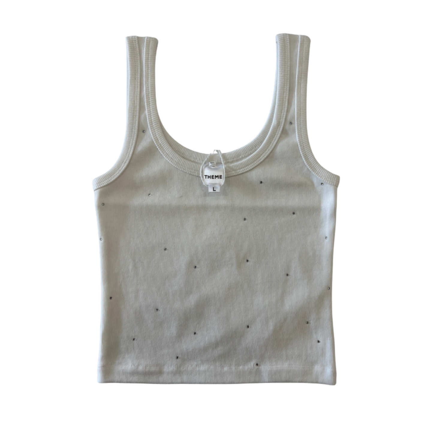 Stella studded ribbed tank - cream