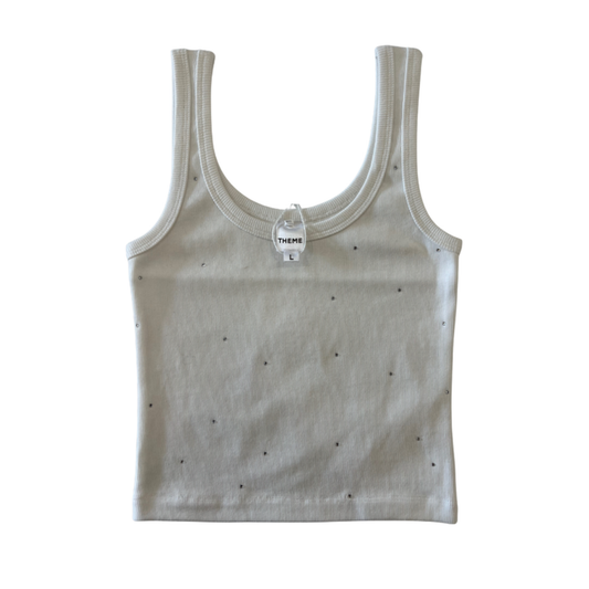 Stella studded ribbed tank - cream