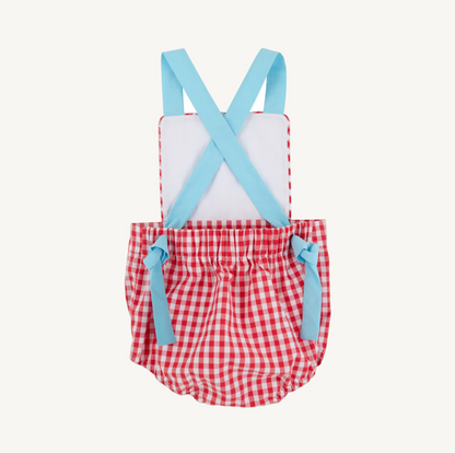 Sayre sunsuit - richmond red gingham/wawhite