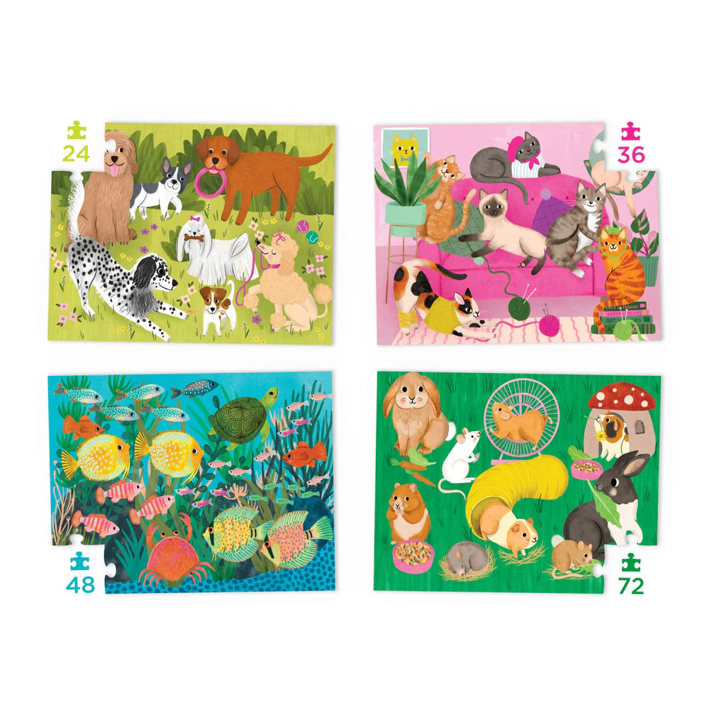 Four puzzles - playful pets