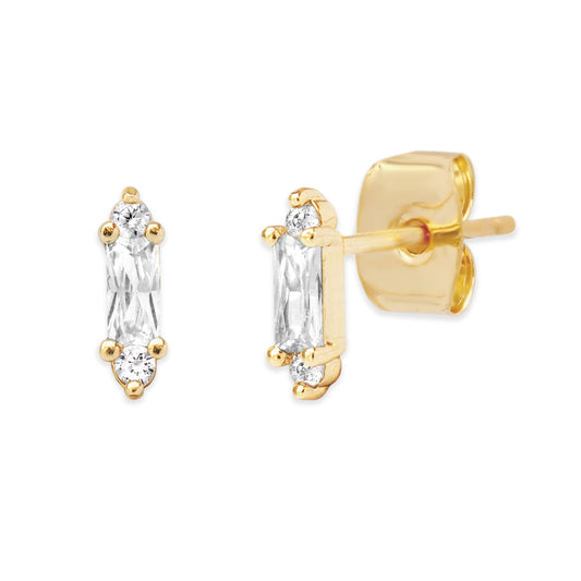 Tiny stick baguette w. cz studs