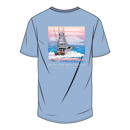 Offshore boat s/s graphic tee - powder blue