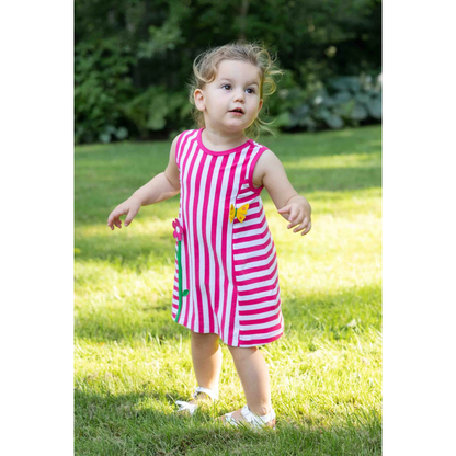 Pink stripe dress w. flowers