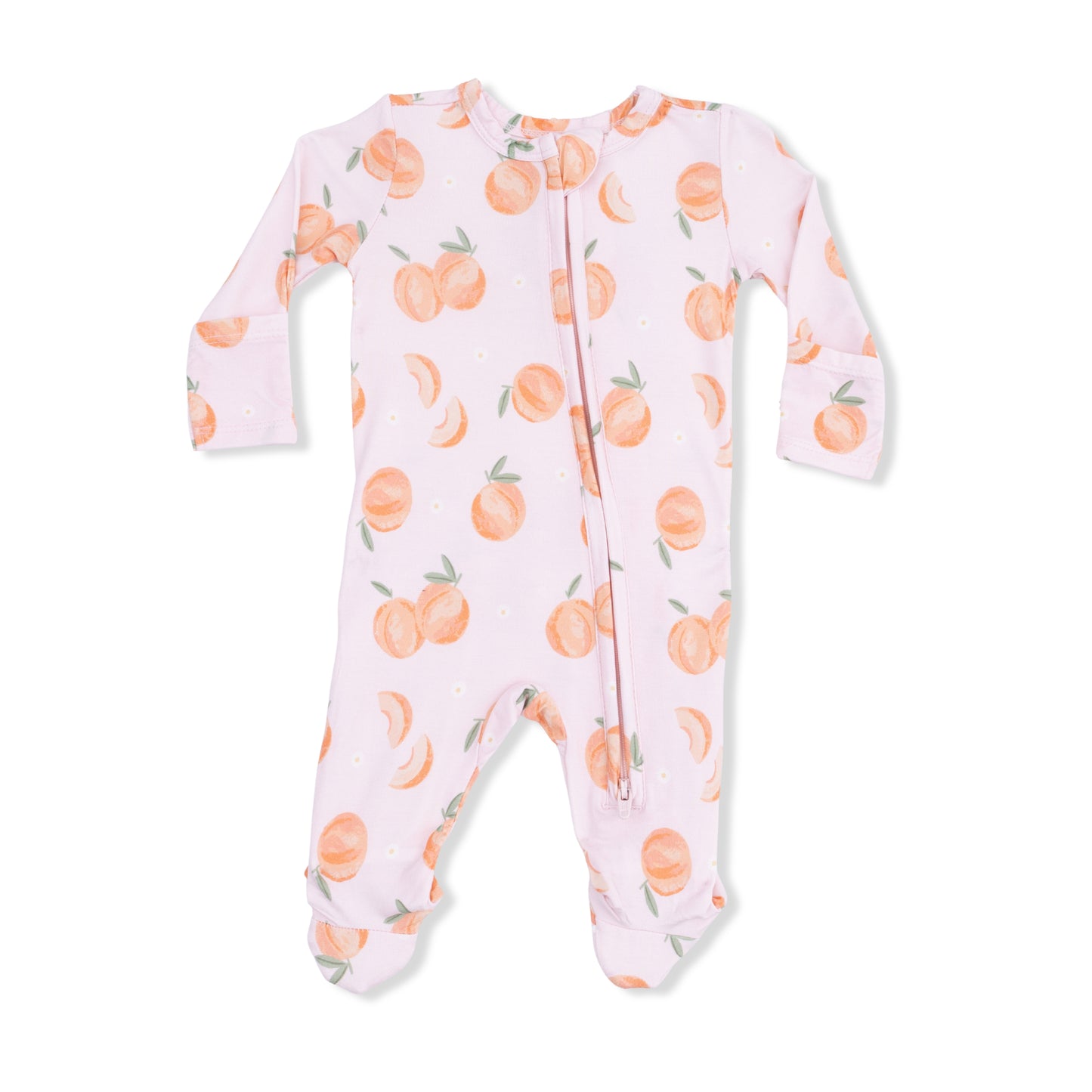 Sweet peach 2 way zipper ruffle footie