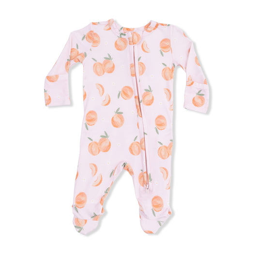 Sweet peach 2 way zipper ruffle footie