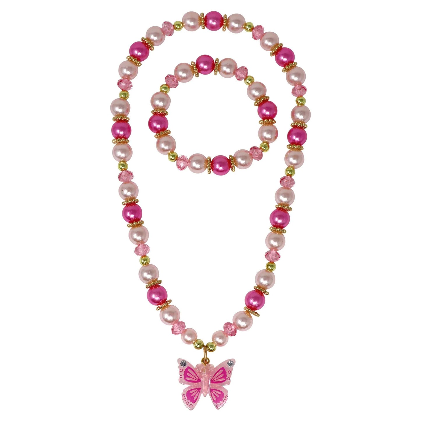 Pink butterfly necklace set