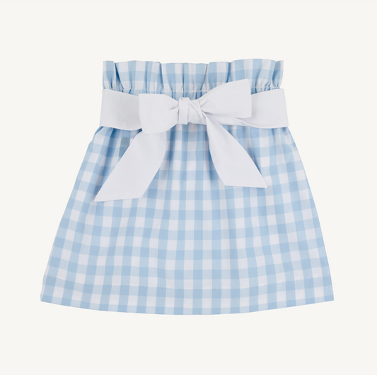 Beasley bow skirt - barrington blue check