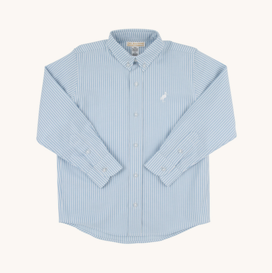 Deans list dress shirt - barrington blue tally ticking stripe