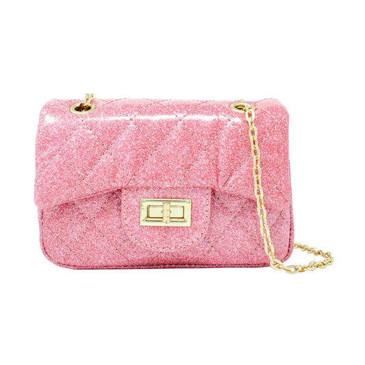 Classic quilted sparkle mini bag - pink