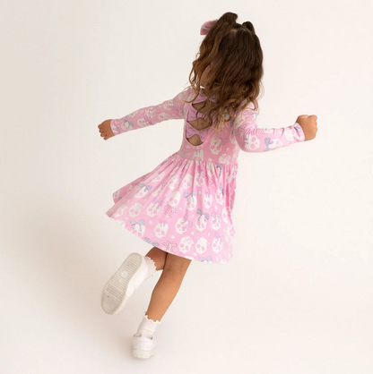 Ms. Kelly Bow Back Ls Twirl Dress