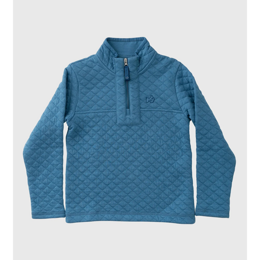 Quilted zip pullover - copen blue