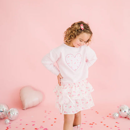 Dainty rose pearl heart patch sweatshirt