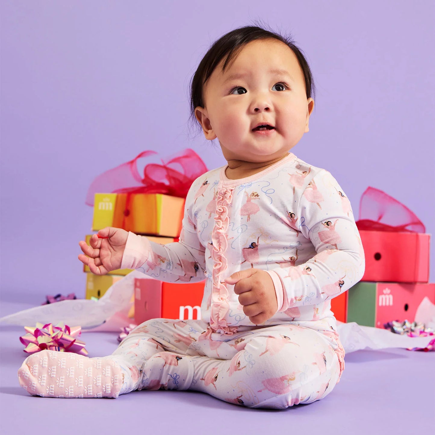 Pretty plies ruffle footie