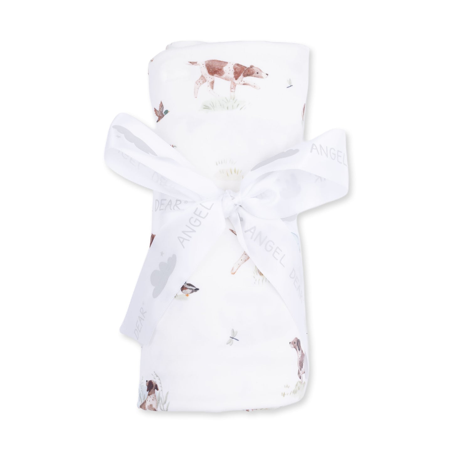 Pointer pups and duck buddies swaddle blanket