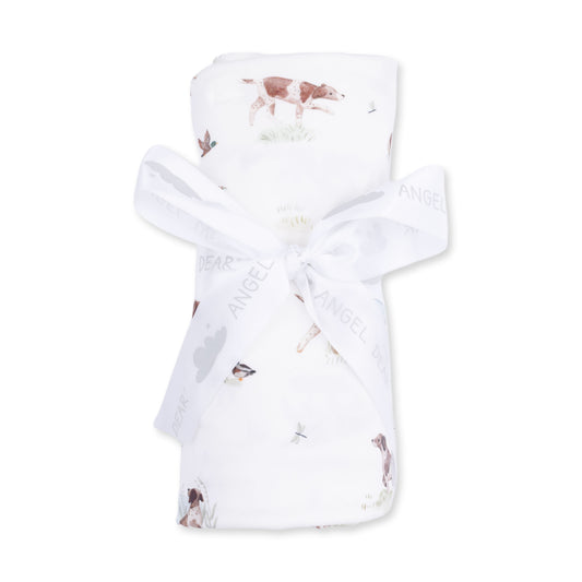 Pointer pups and duck buddies swaddle blanket