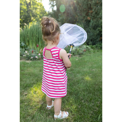 Pink stripe dress w. flowers