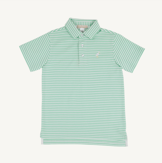 Prim and proper s/s polo - grace bay green stripe
