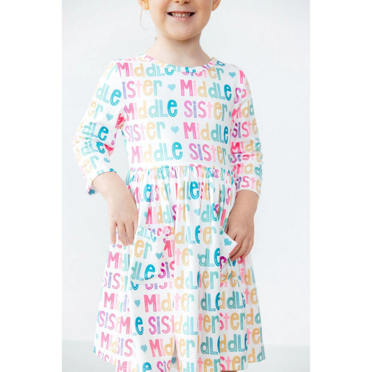 Middle sister 3/4 sleeve pocket twirl dress