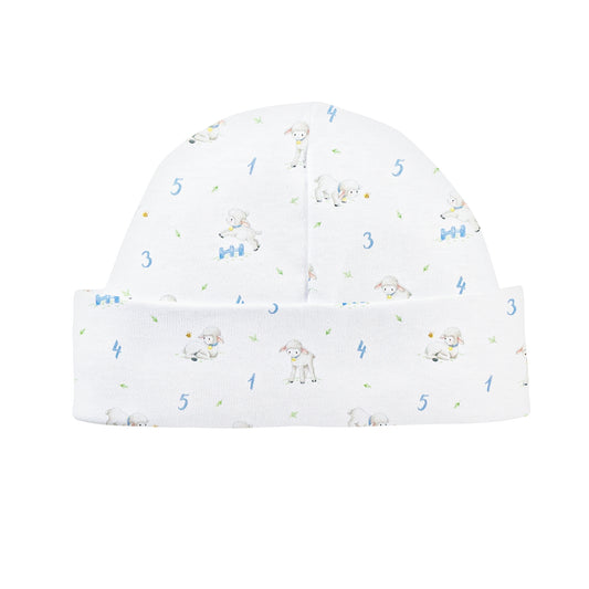 Counting baby sheep blue round hat