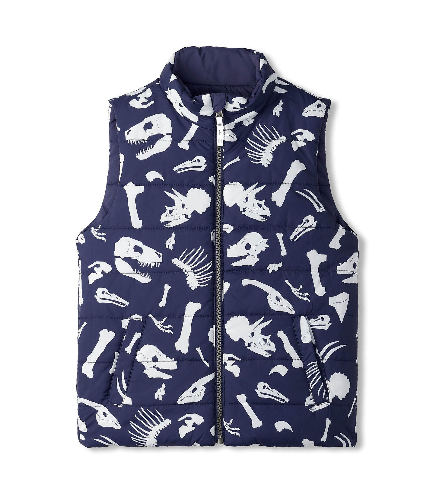 Dino fossils reversible quilted vest