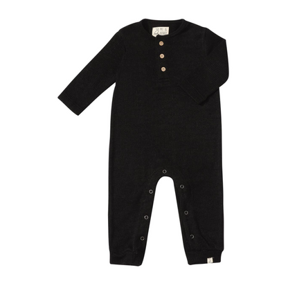 Mason ribbed henley romper - black