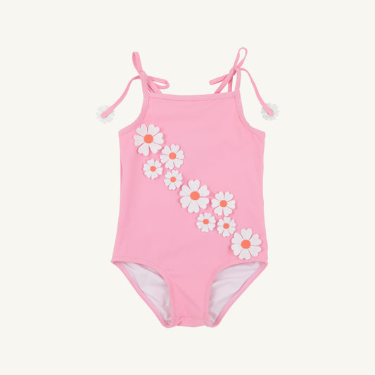 St. Lucia swimsuit - flowers/hamptons hot pink