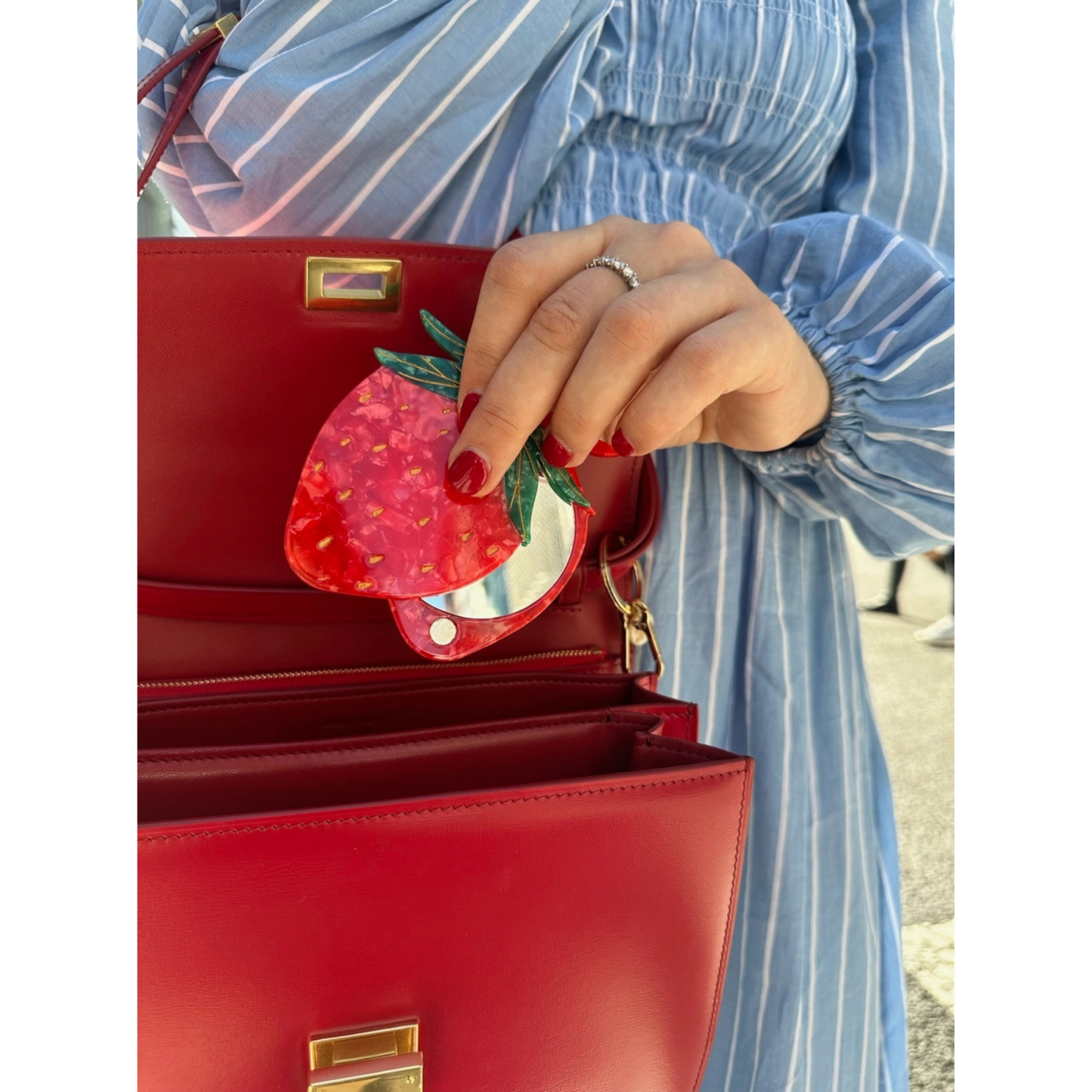 Strawberry compact mirror