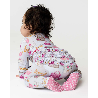 Jules ruffled zipper footie